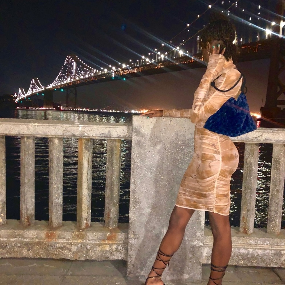I. AM.GIA Amara ruched mesh mini dress